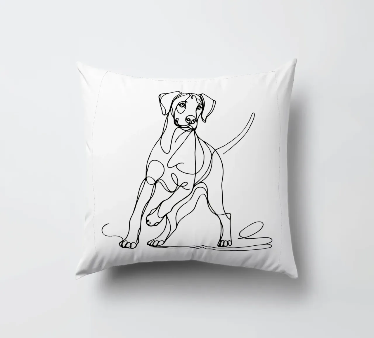 Disegno artistico lineare del cane Rhodesian ridgeback cuscino da WijdevenDesign