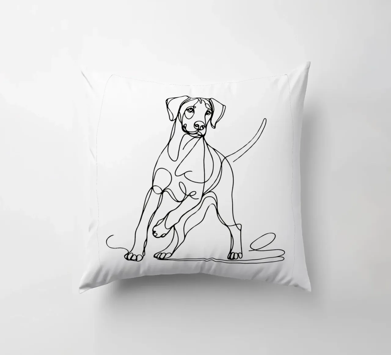 Disegno artistico lineare del cane Rhodesian ridgeback cuscino da WijdevenDesign