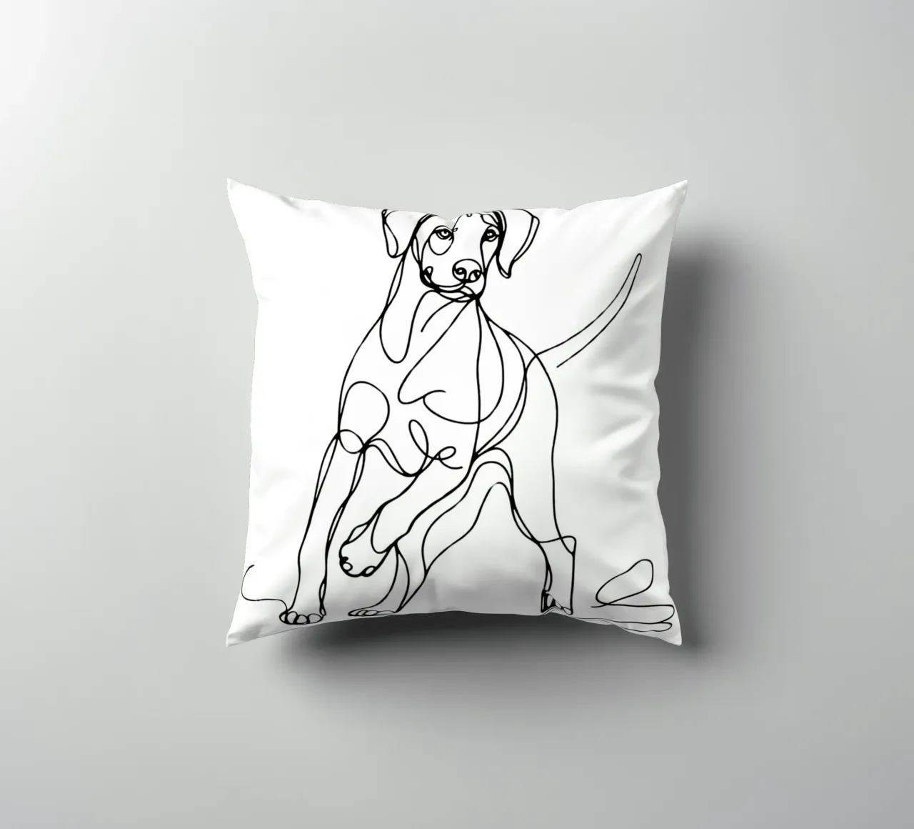 Disegno artistico lineare del cane Rhodesian ridgeback cuscino da WijdevenDesign