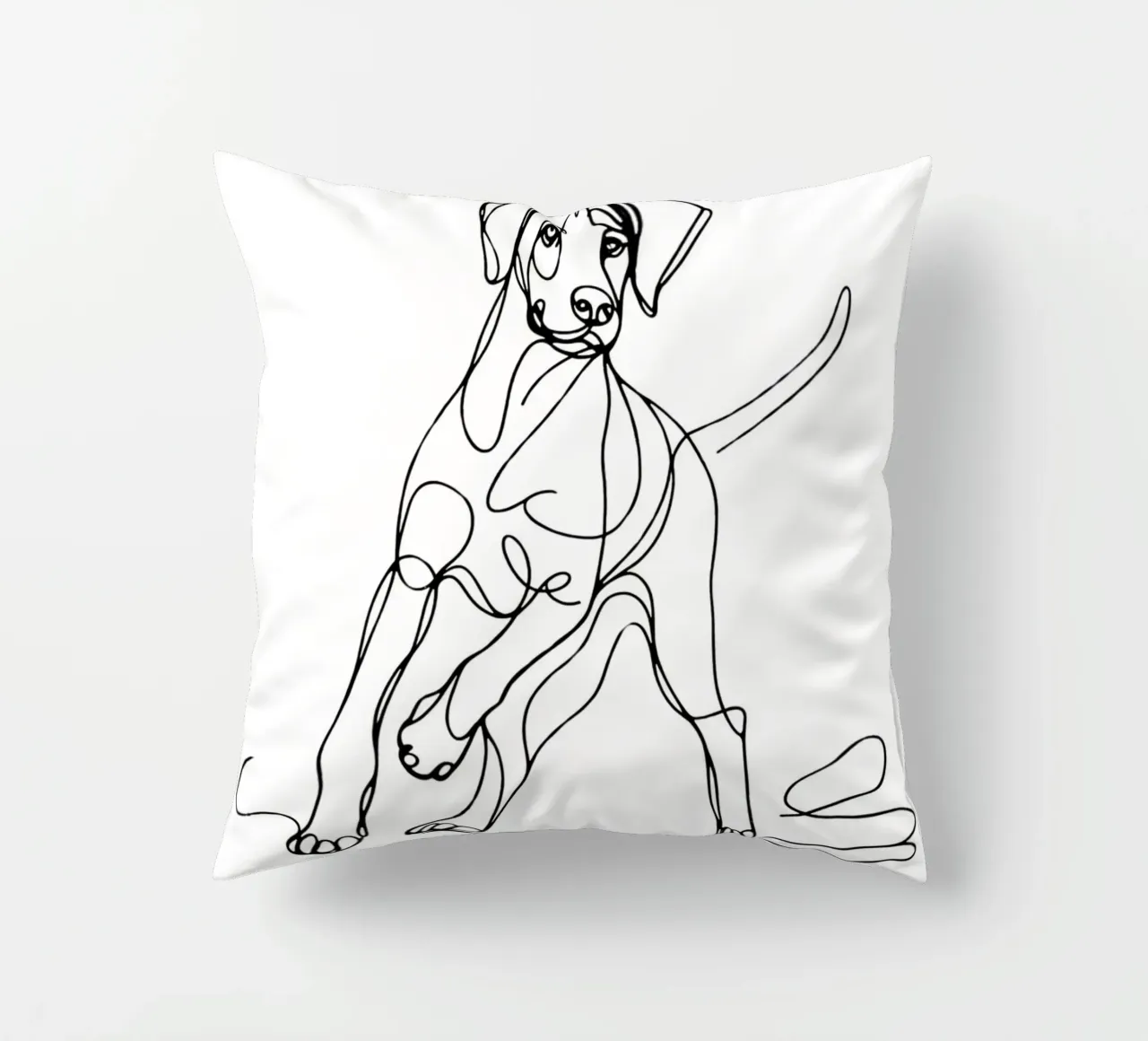 Disegno artistico lineare del cane Rhodesian ridgeback cuscino da WijdevenDesign