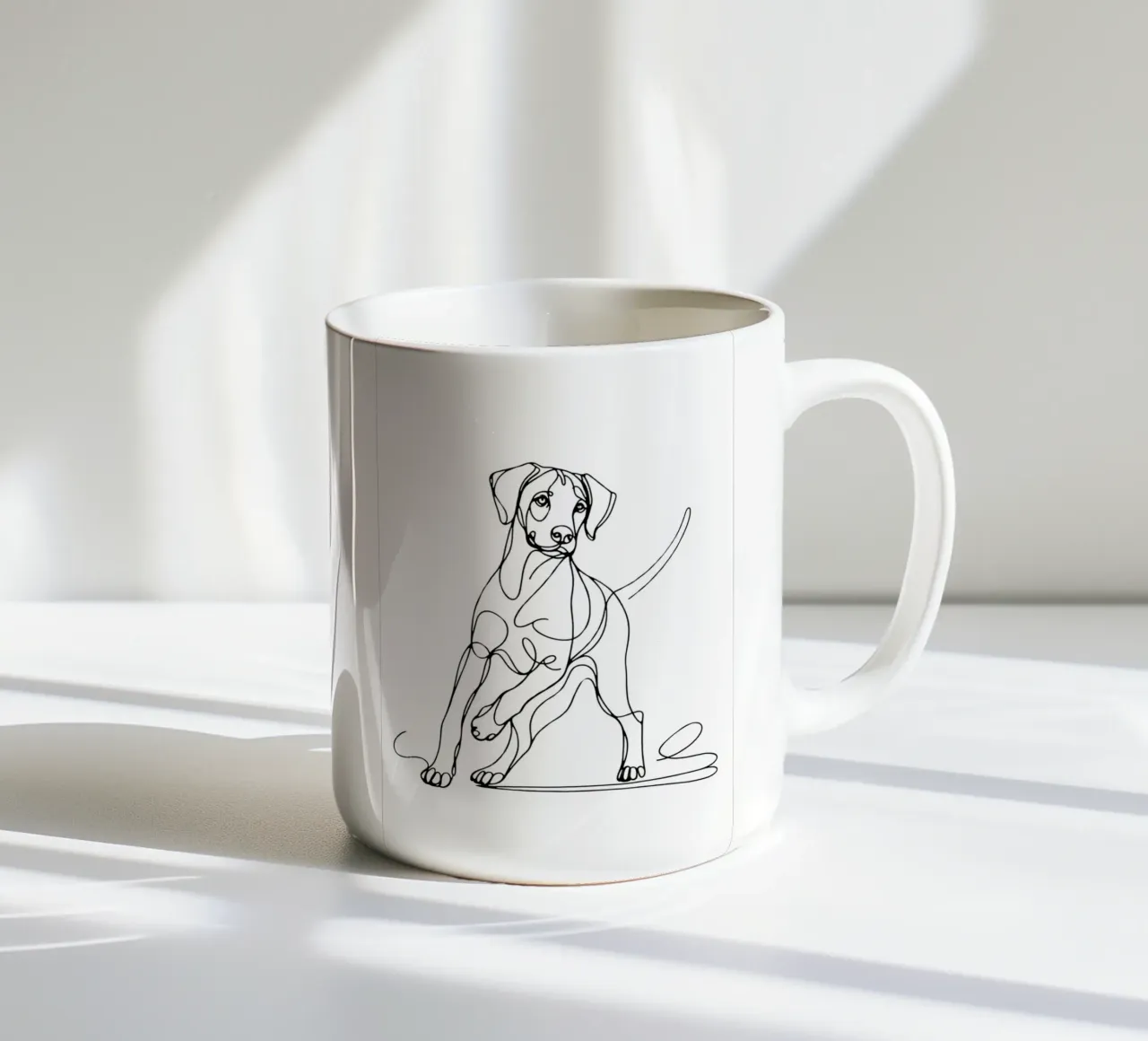 Disegno artistico lineare del cane Rhodesian ridgeback tazza in ceramica da WijdevenDesign