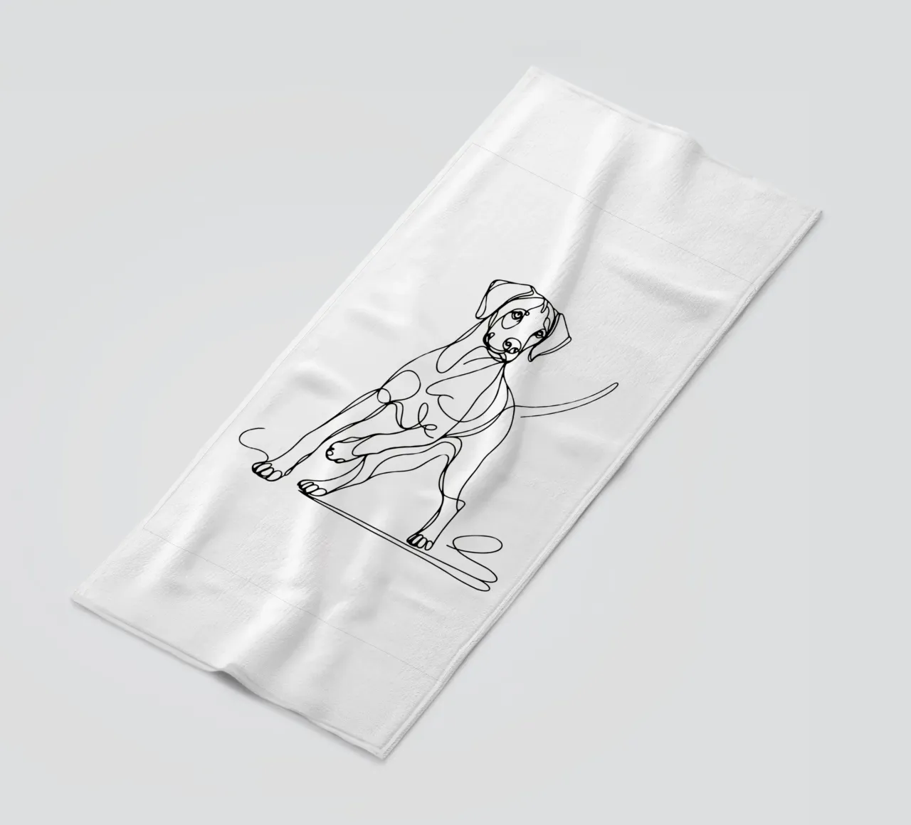 Rhodesian ridgeback Dog Line Art Drawing beach towel by WijdevenDesign