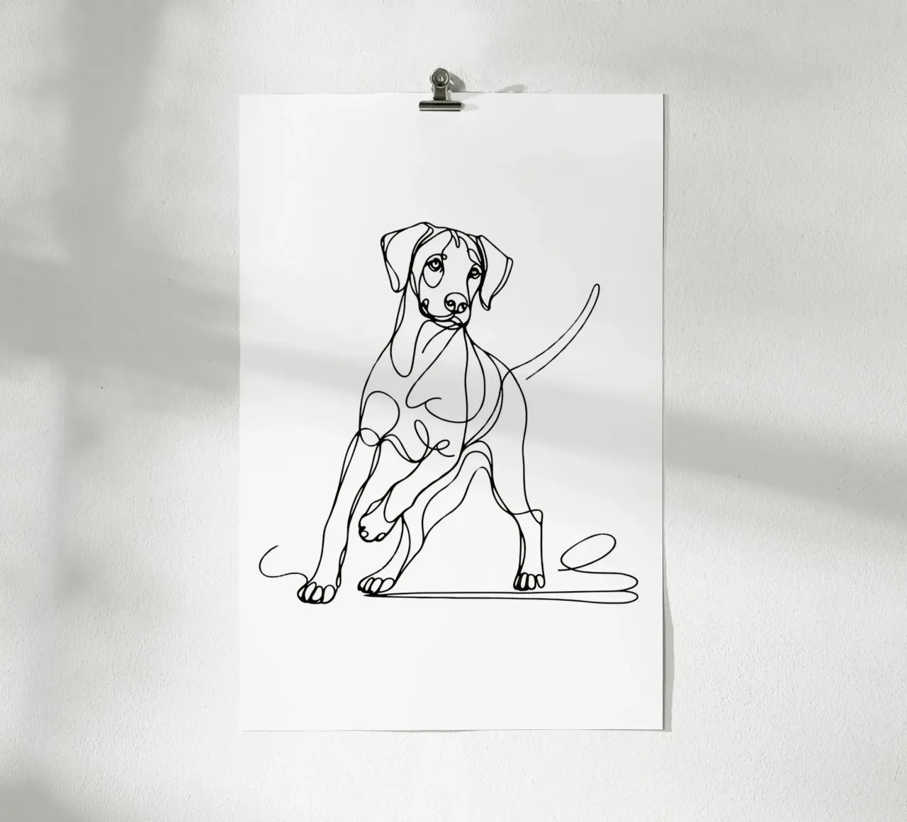 Chien de Rhodésie Ridgeback Dessin au trait hahnemühle de WijdevenDesign