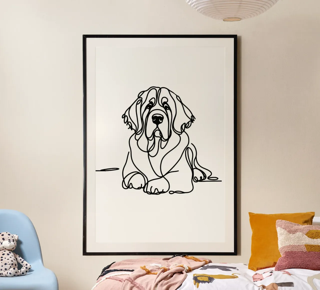 Saint Bernard Dog Line Art Drawing hahnemühle by WijdevenDesign