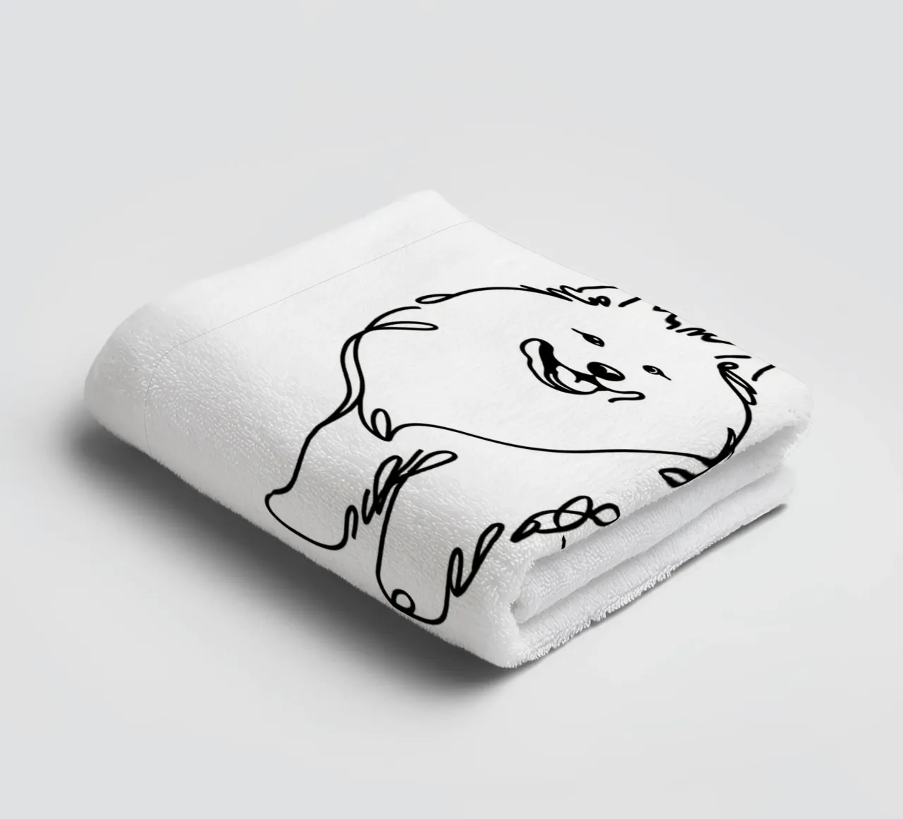 Chien samoyède Dessin au trait serviette de bain de WijdevenDesign