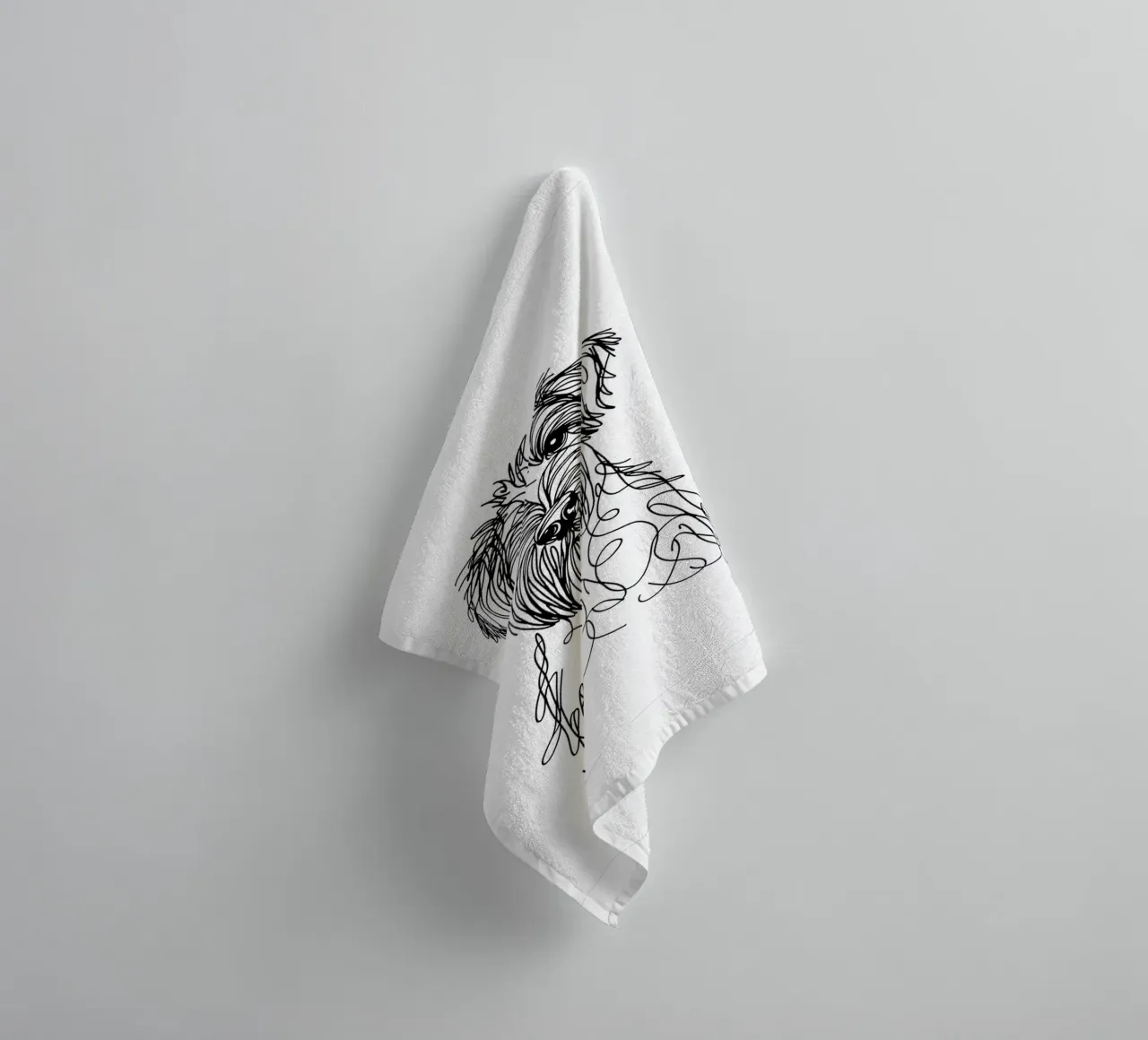 Chien Griffon à poil dur Dessin au trait serviette de bain de WijdevenDesign