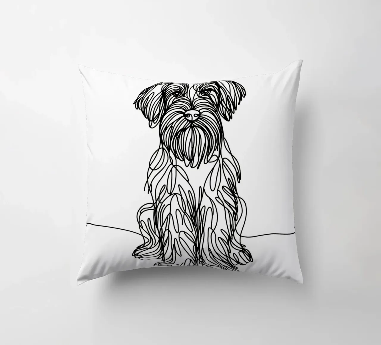 Wirehaired Pointing Griffon Dog Line Art Drawing decorative cushion by WijdevenDesign