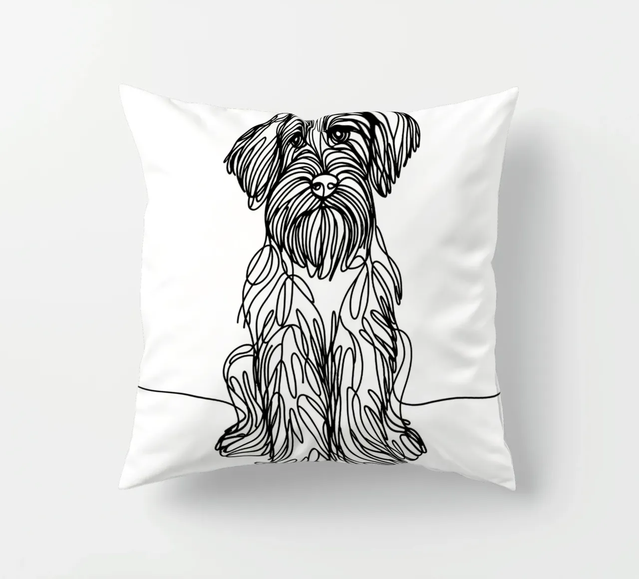 Wirehaired Pointing Griffon Dog Line Art Drawing decorative cushion by WijdevenDesign