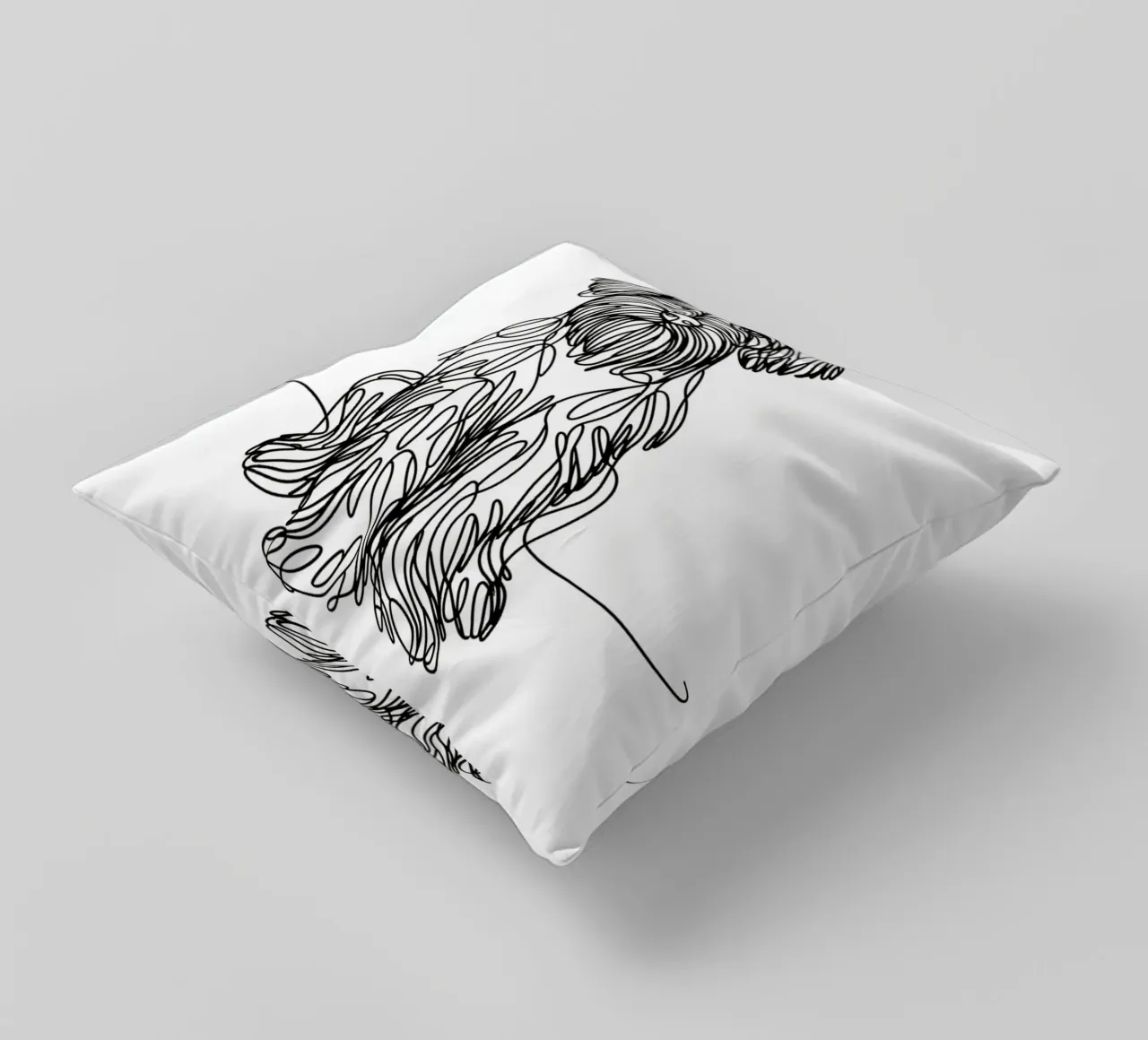 Wirehaired Pointing Griffon Dog Line Art Drawing decorative cushion by WijdevenDesign
