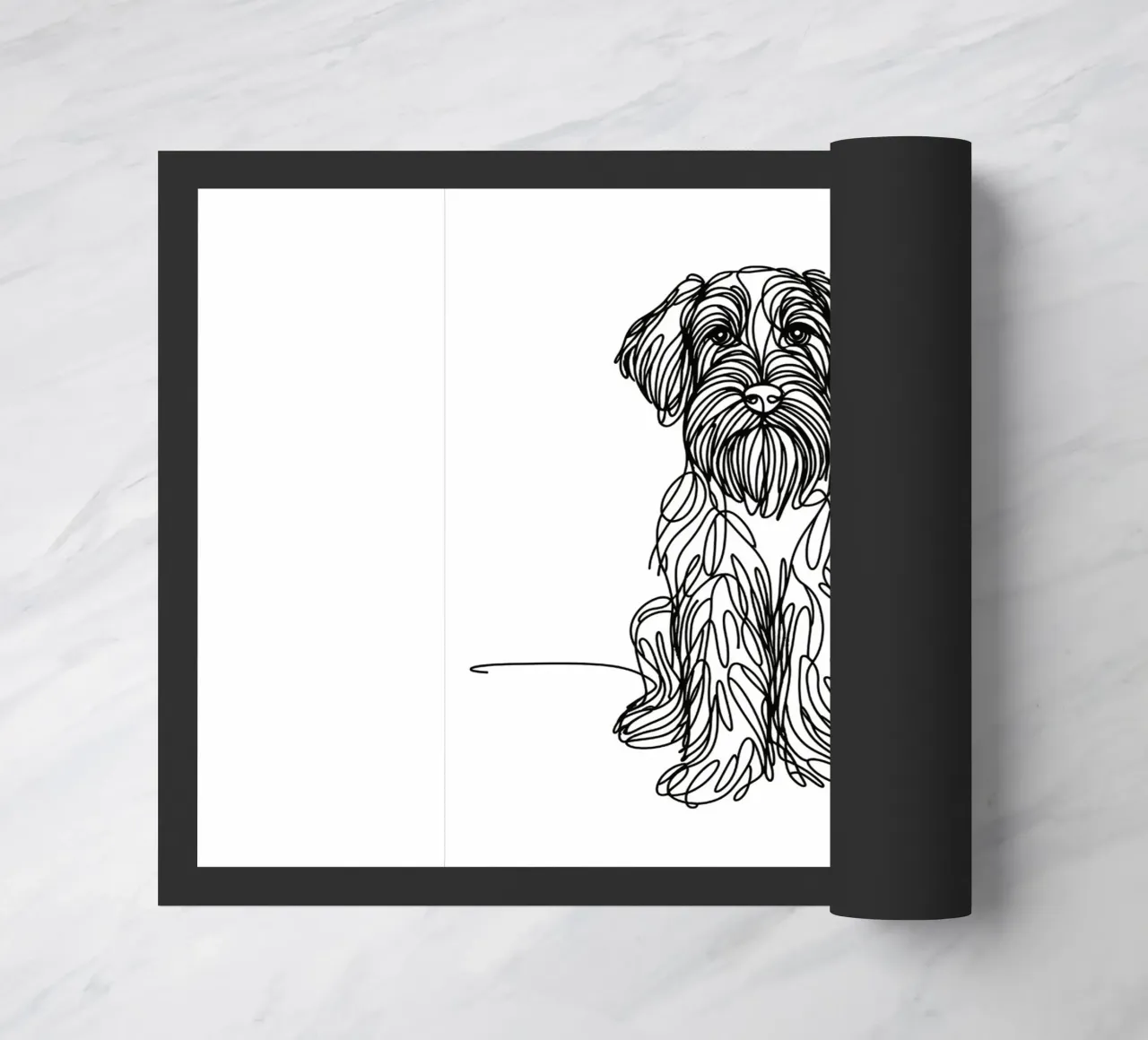 Wirehaired Pointing Griffon Dog Line Art Drawing doormat by WijdevenDesign