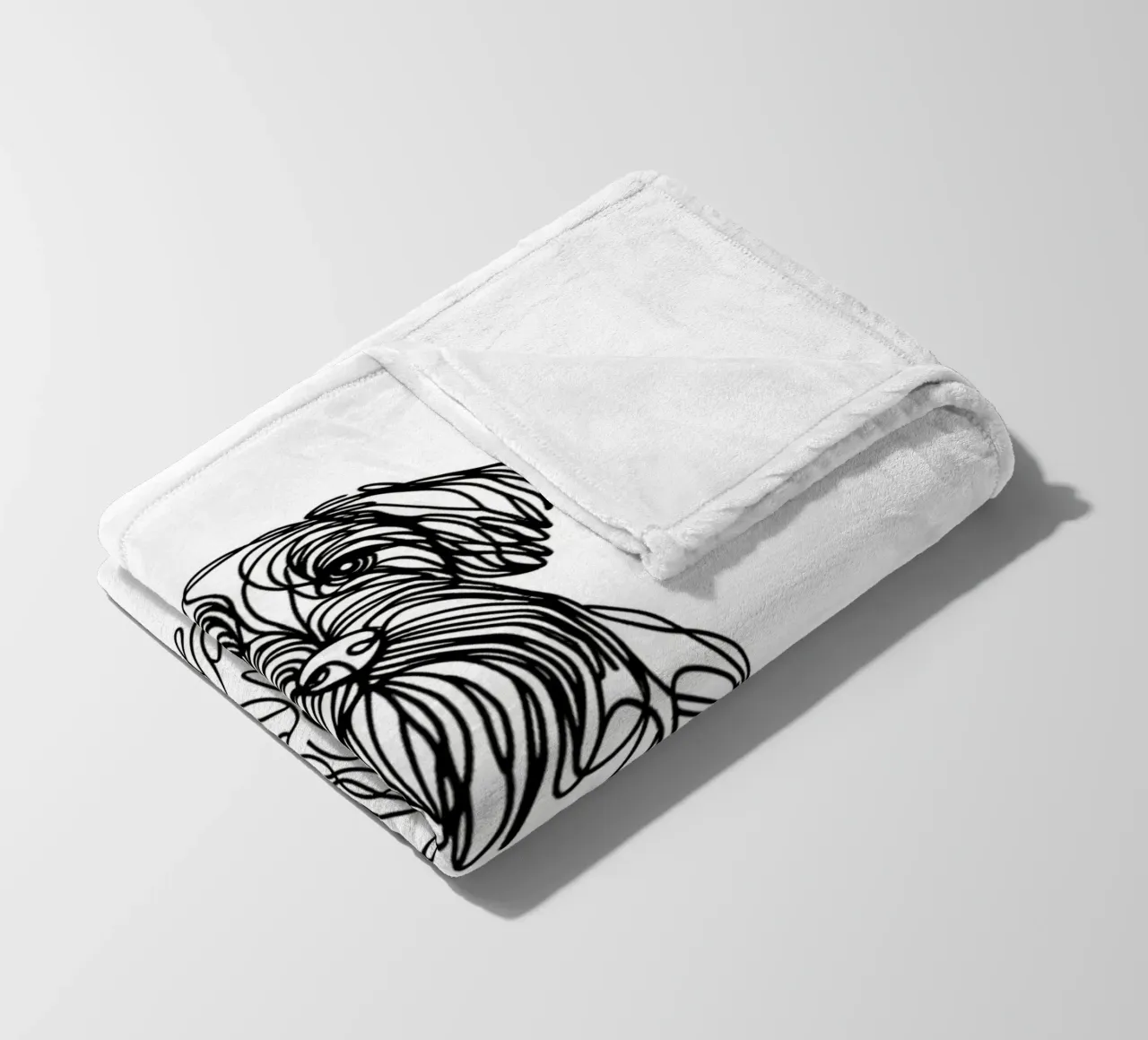 Wirehaired Pointing Griffon Dog Line Art Drawing fleece blanket by WijdevenDesign