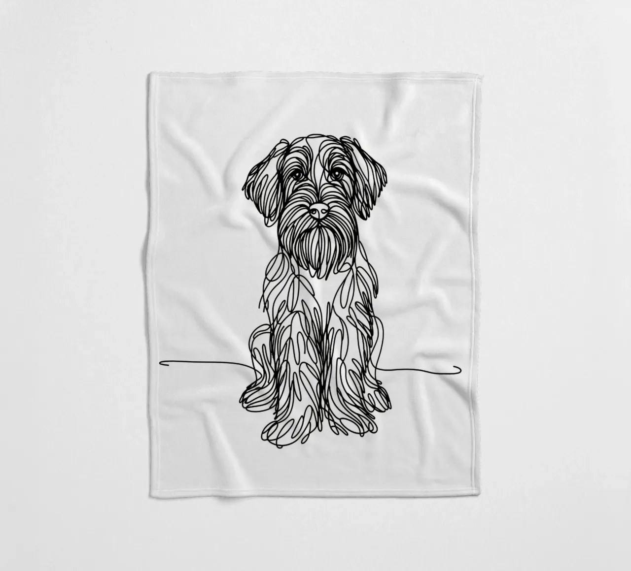 Wirehaired Pointing Griffon Dog Line Art Drawing fleece blanket by WijdevenDesign