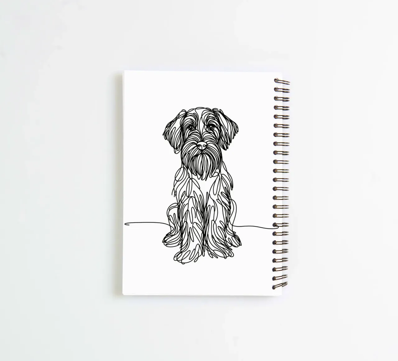 Wirehaired Pointing Griffon Dog Line Art Drawing spiral notebook by WijdevenDesign