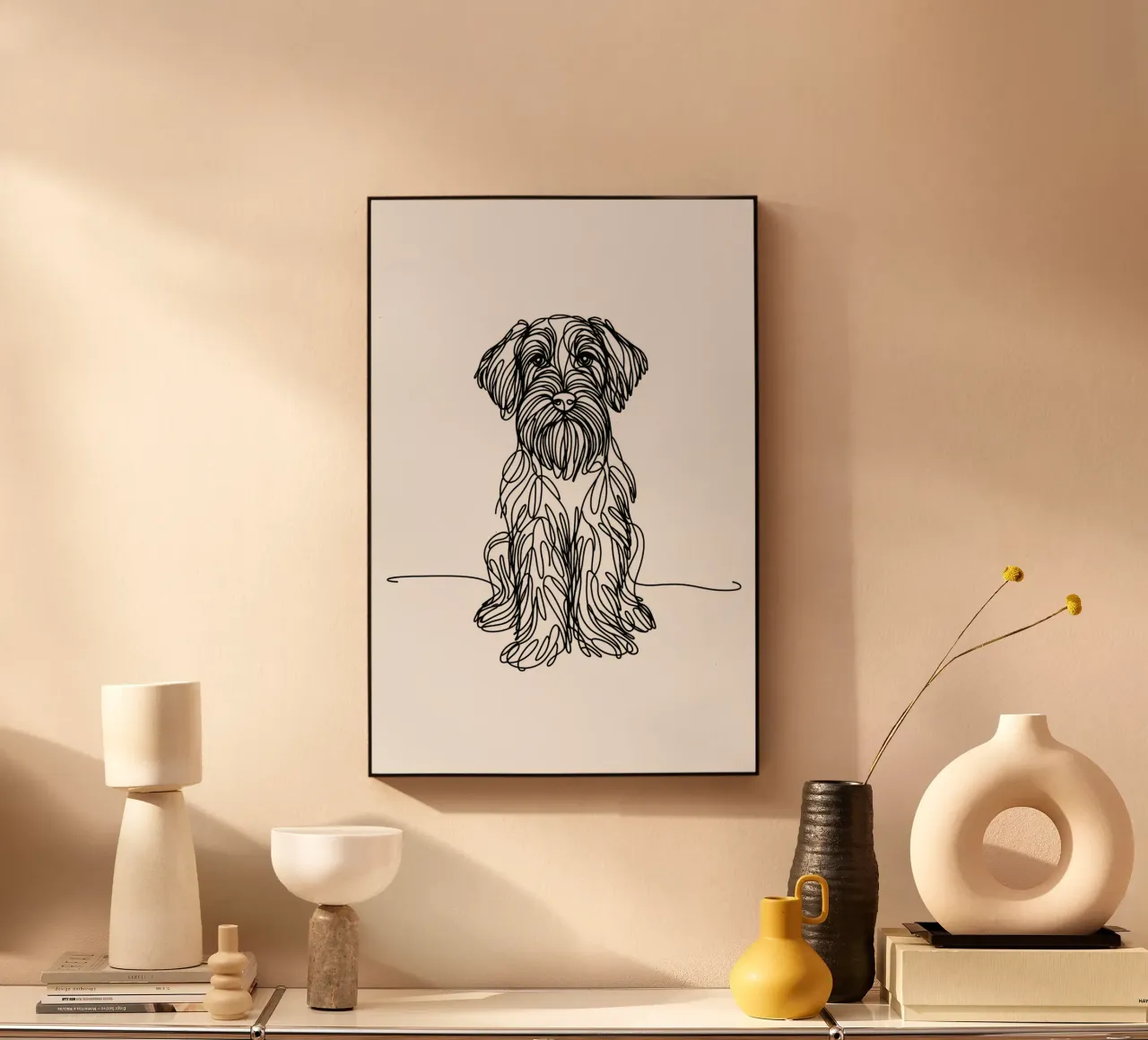 Cane Griffone a pelo corto Disegno artistico lineare alluminio dibond da WijdevenDesign