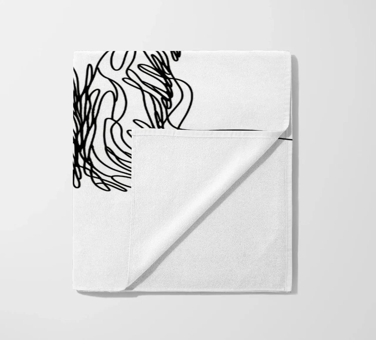 Wirehaired Pointing Griffon Dog Line Art Drawing beach towel by WijdevenDesign