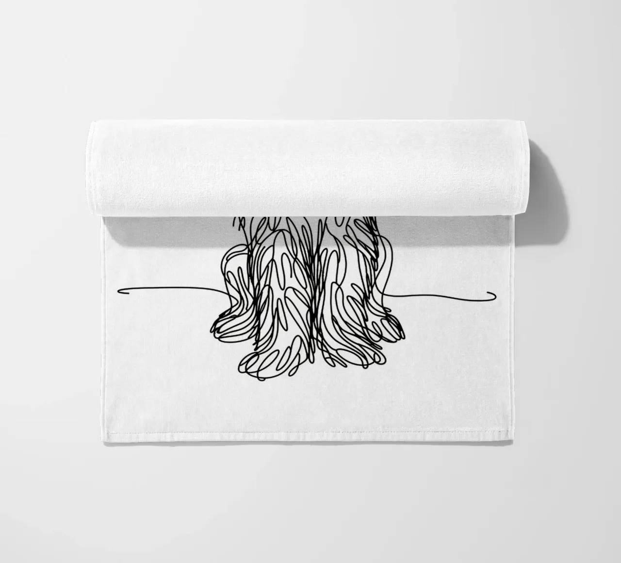 Wirehaired Pointing Griffon Dog Line Art Drawing beach towel by WijdevenDesign