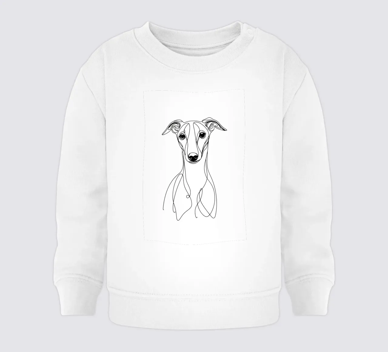 Disegno artistico lineare del cane Whippet felpa neonato da WijdevenDesign