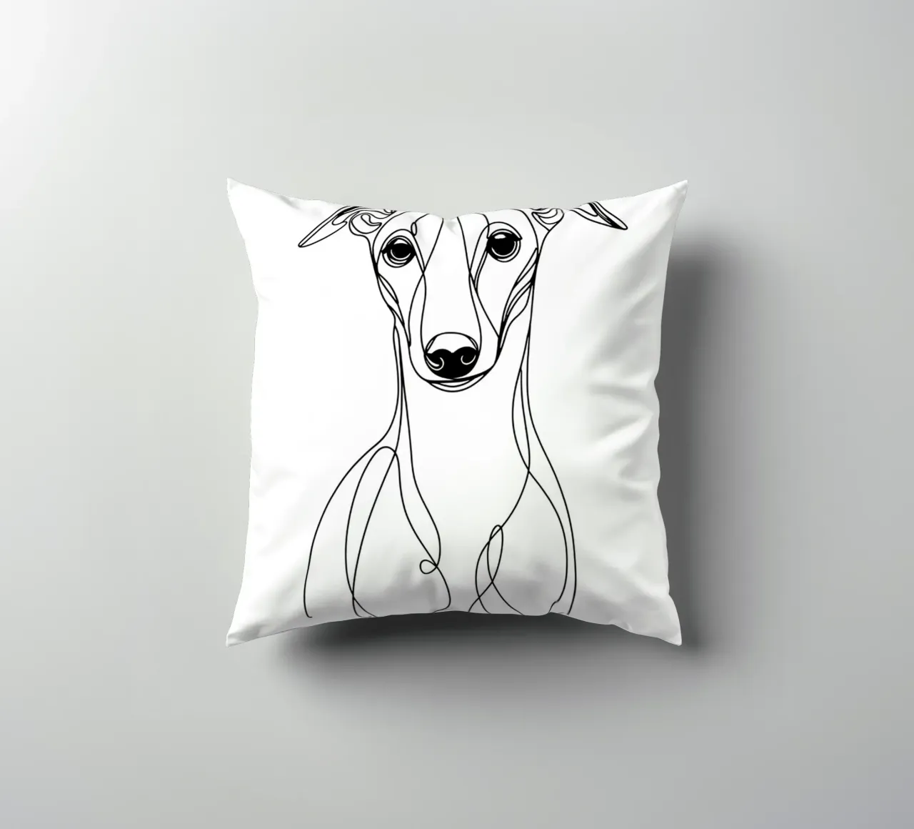 Disegno artistico lineare del cane Whippet cuscino da WijdevenDesign
