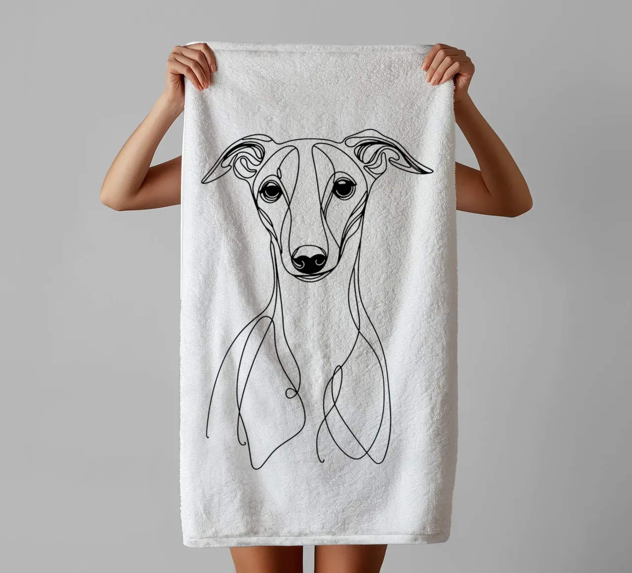 Chien Whippet Dessin au trait serviette de bain de WijdevenDesign