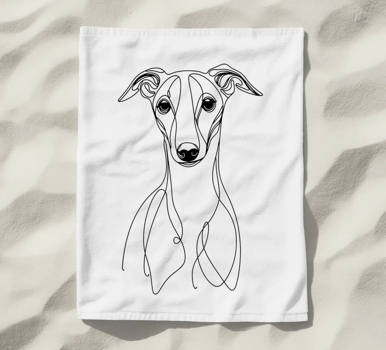 Chien Whippet Dessin au trait serviette de plage de WijdevenDesign