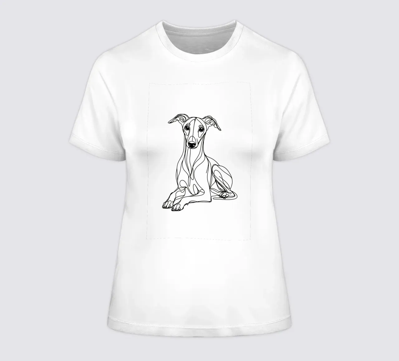 Whippet Dog Line Art Drawing women's fitted t-shirt by WijdevenDesign