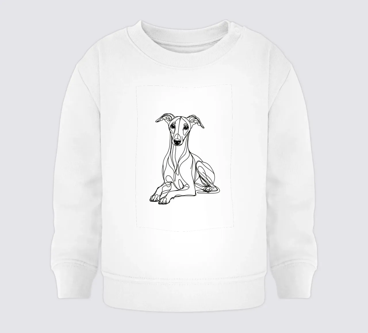 Disegno artistico lineare del cane Whippet felpa neonato da WijdevenDesign