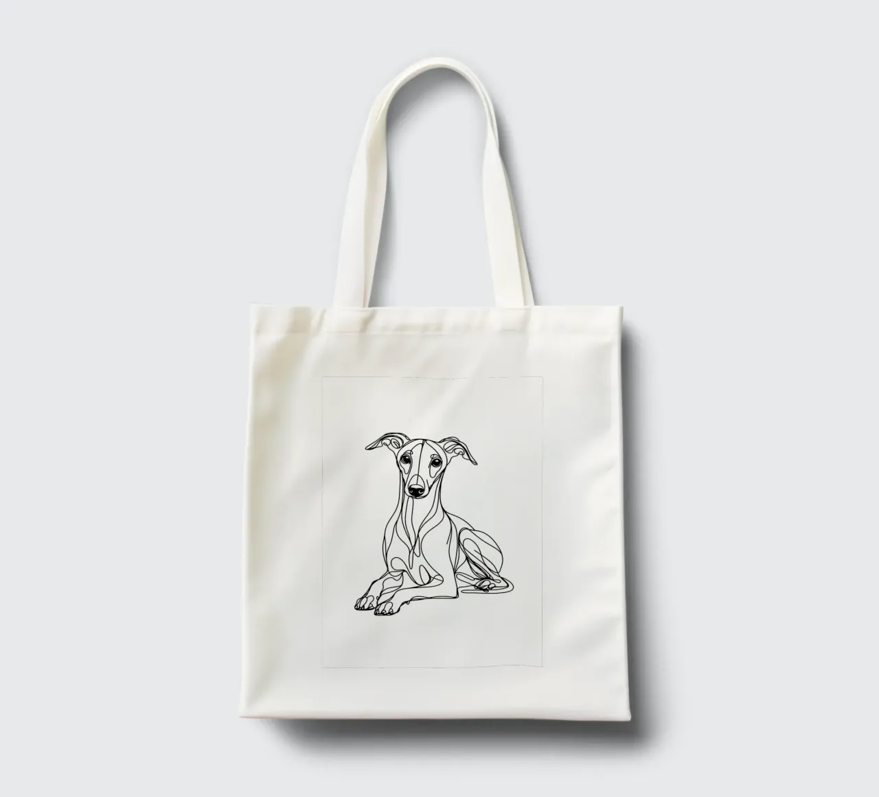Disegno artistico lineare del cane Whippet borsa in juta da WijdevenDesign