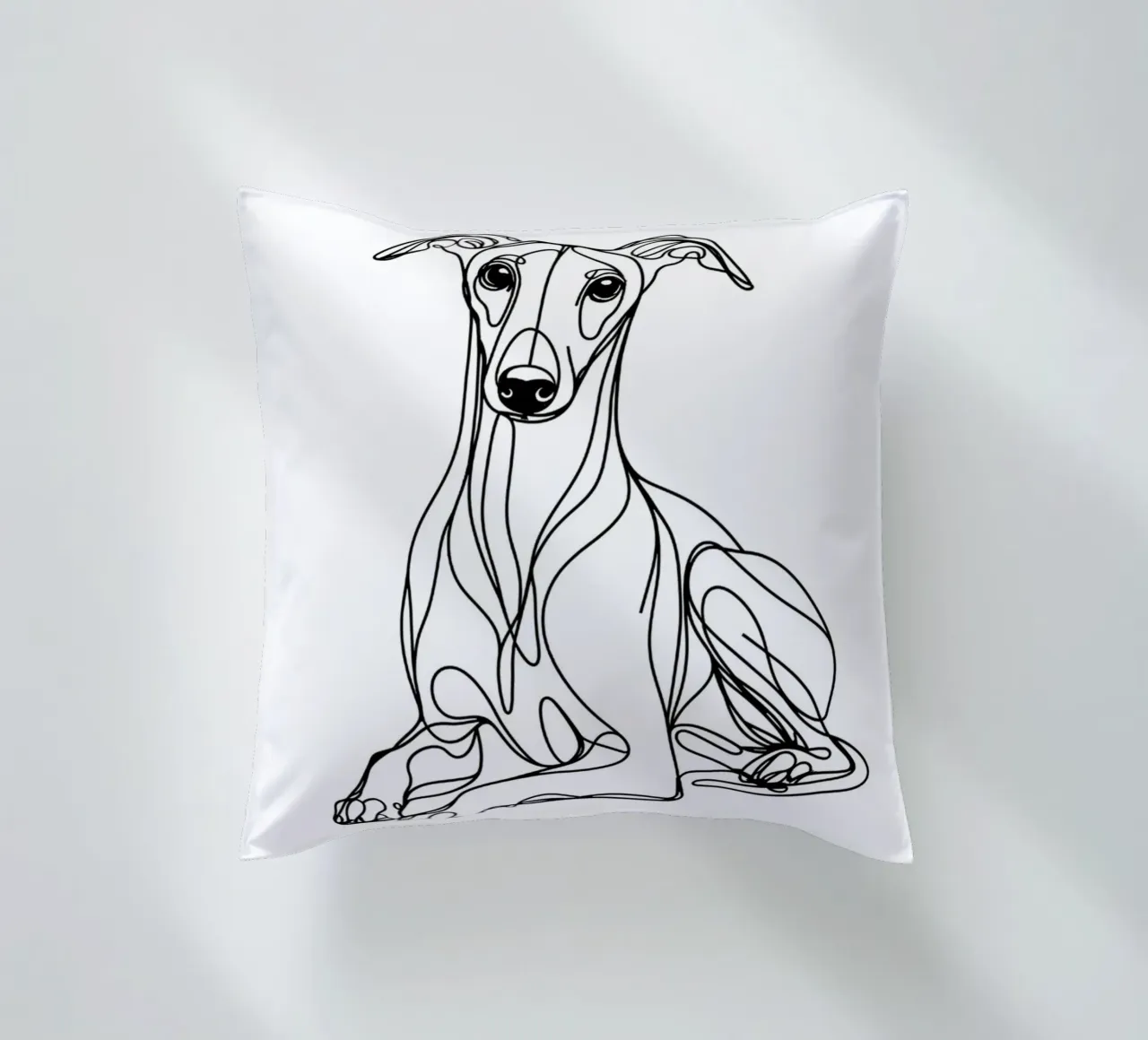 Disegno artistico lineare del cane Whippet cuscino da WijdevenDesign