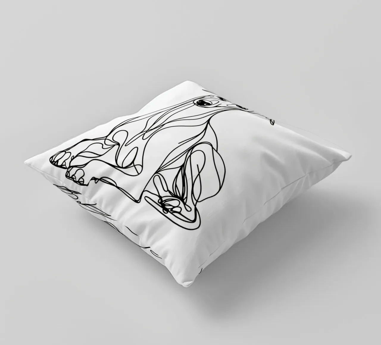 Disegno artistico lineare del cane Whippet cuscino da WijdevenDesign