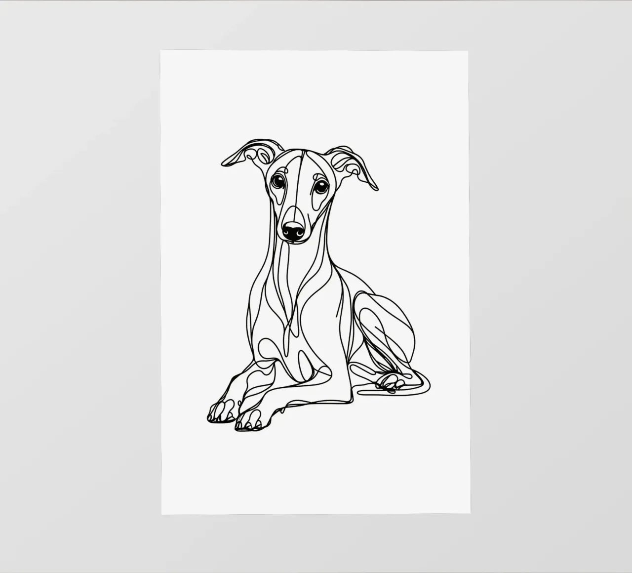 Disegno artistico lineare del cane Whippet pellicola backlit da WijdevenDesign