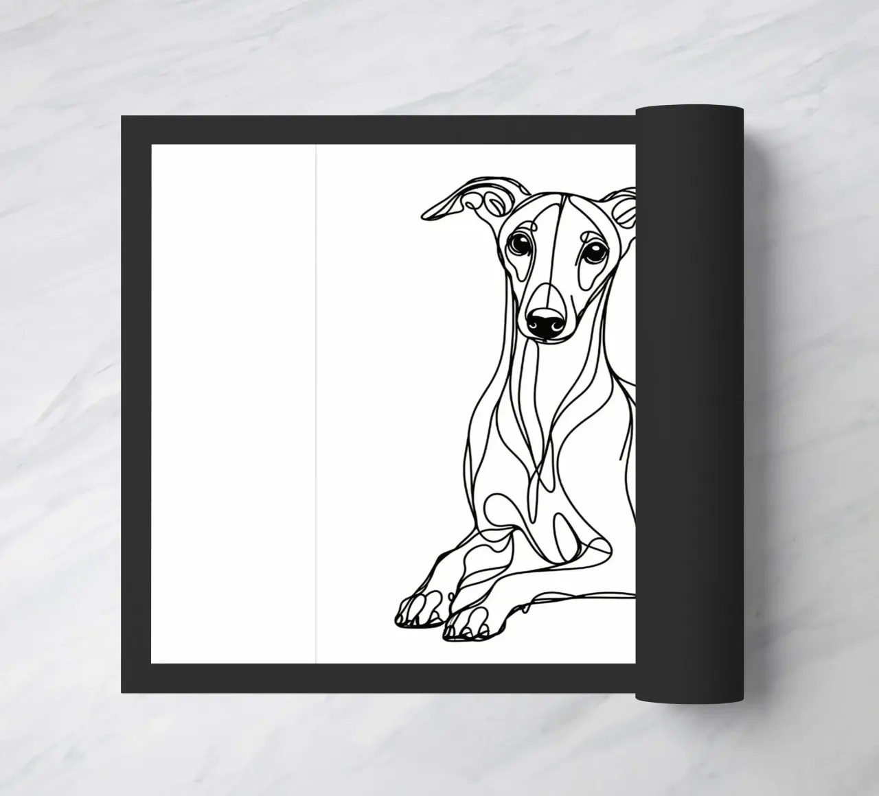 Disegno artistico lineare del cane Whippet zerbino da WijdevenDesign