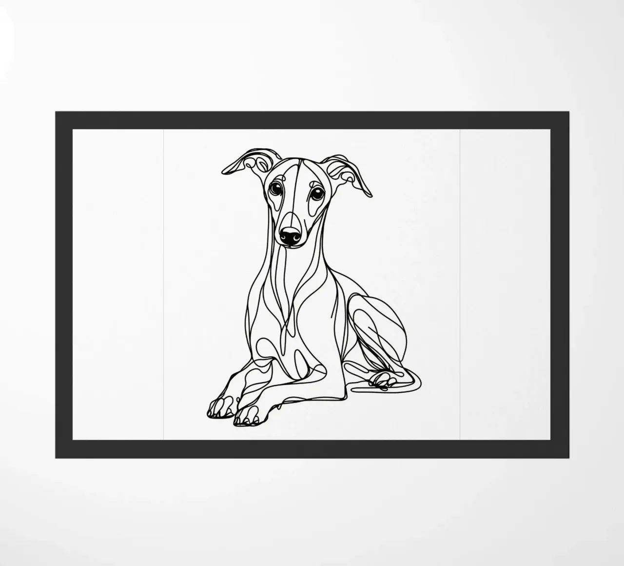 Disegno artistico lineare del cane Whippet zerbino da WijdevenDesign