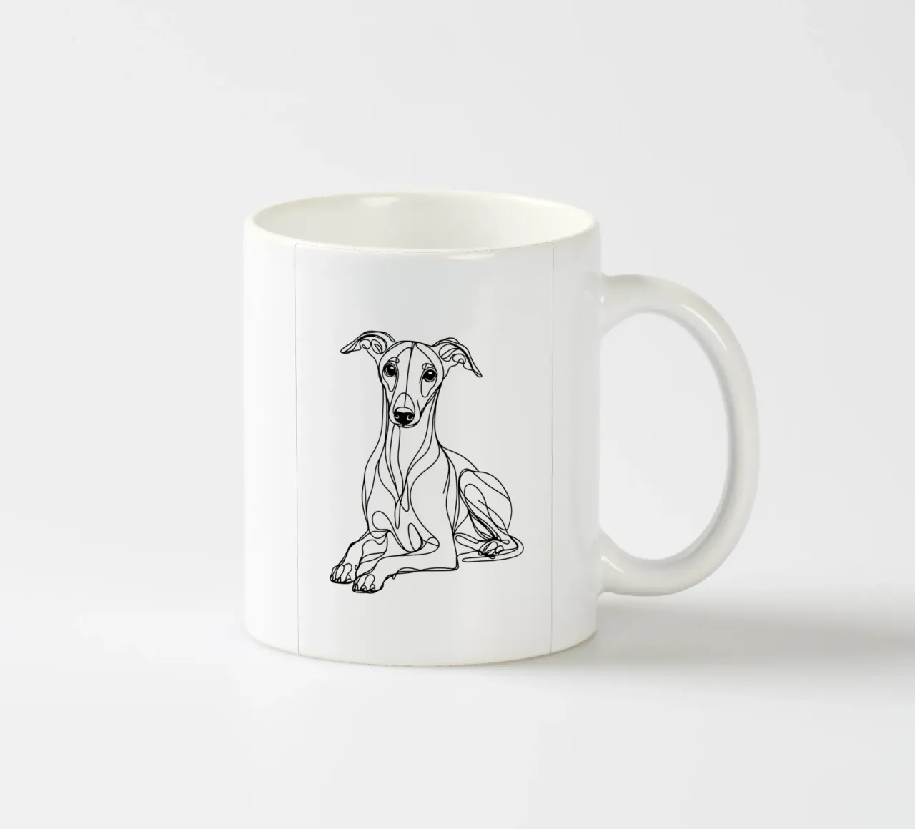 Disegno artistico lineare del cane Whippet tazza in ceramica da WijdevenDesign