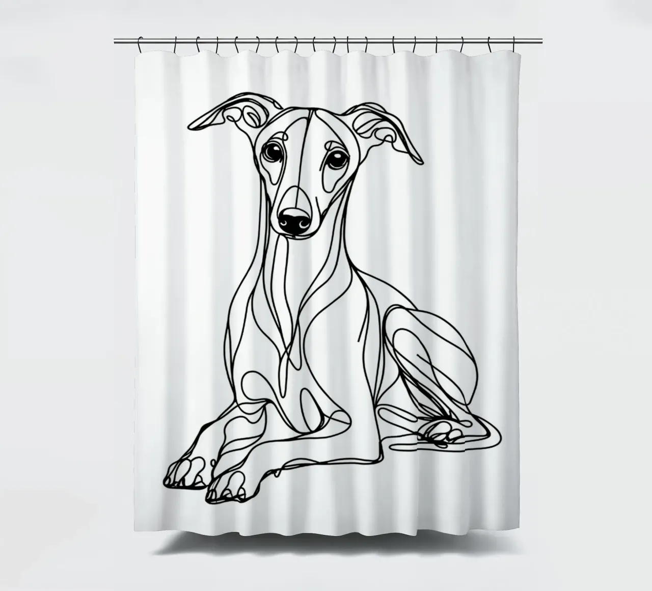 Chien Whippet Dessin au trait rideau de douche de WijdevenDesign