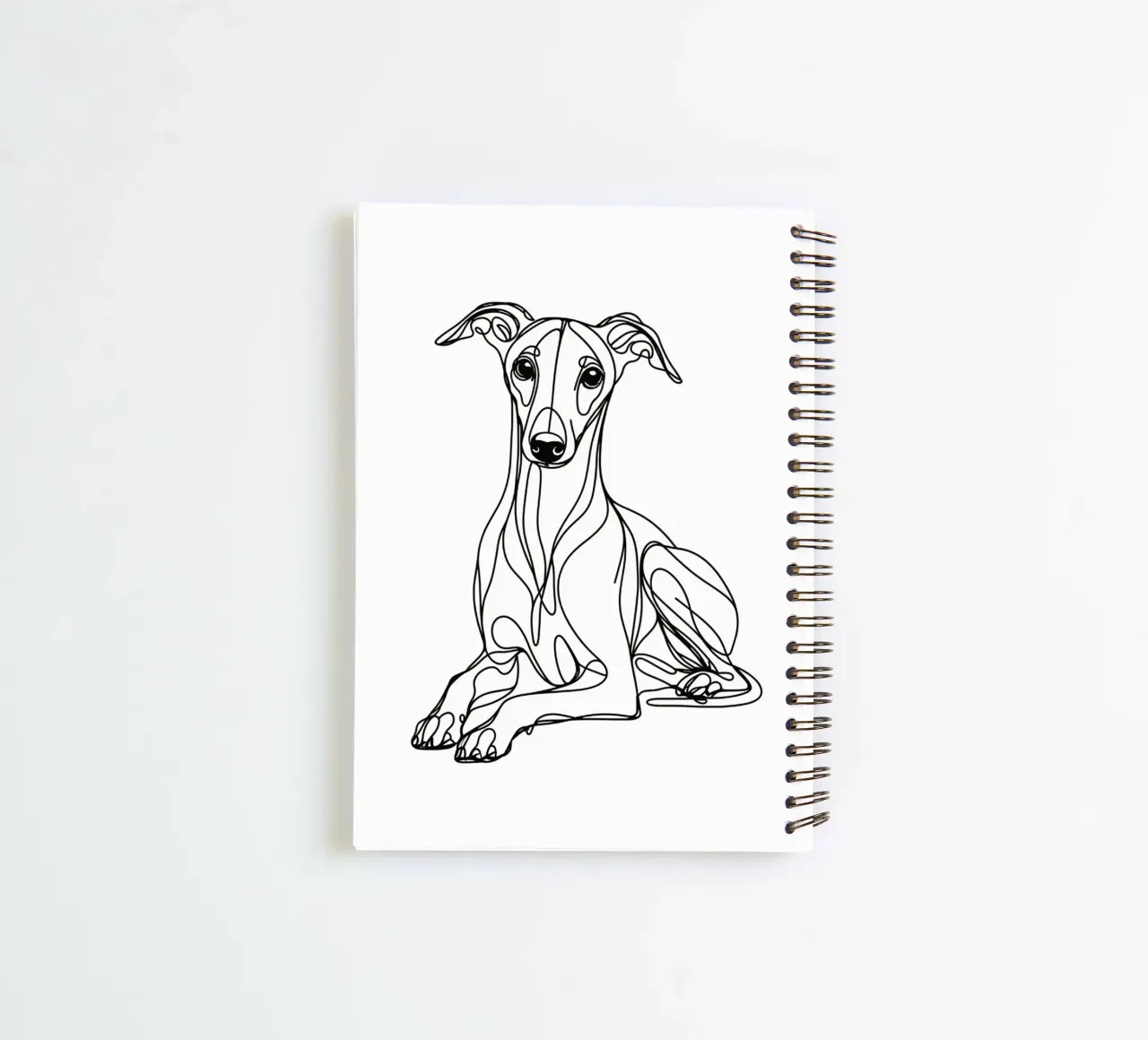 Chien Whippet Dessin au trait carnet à spirale de WijdevenDesign