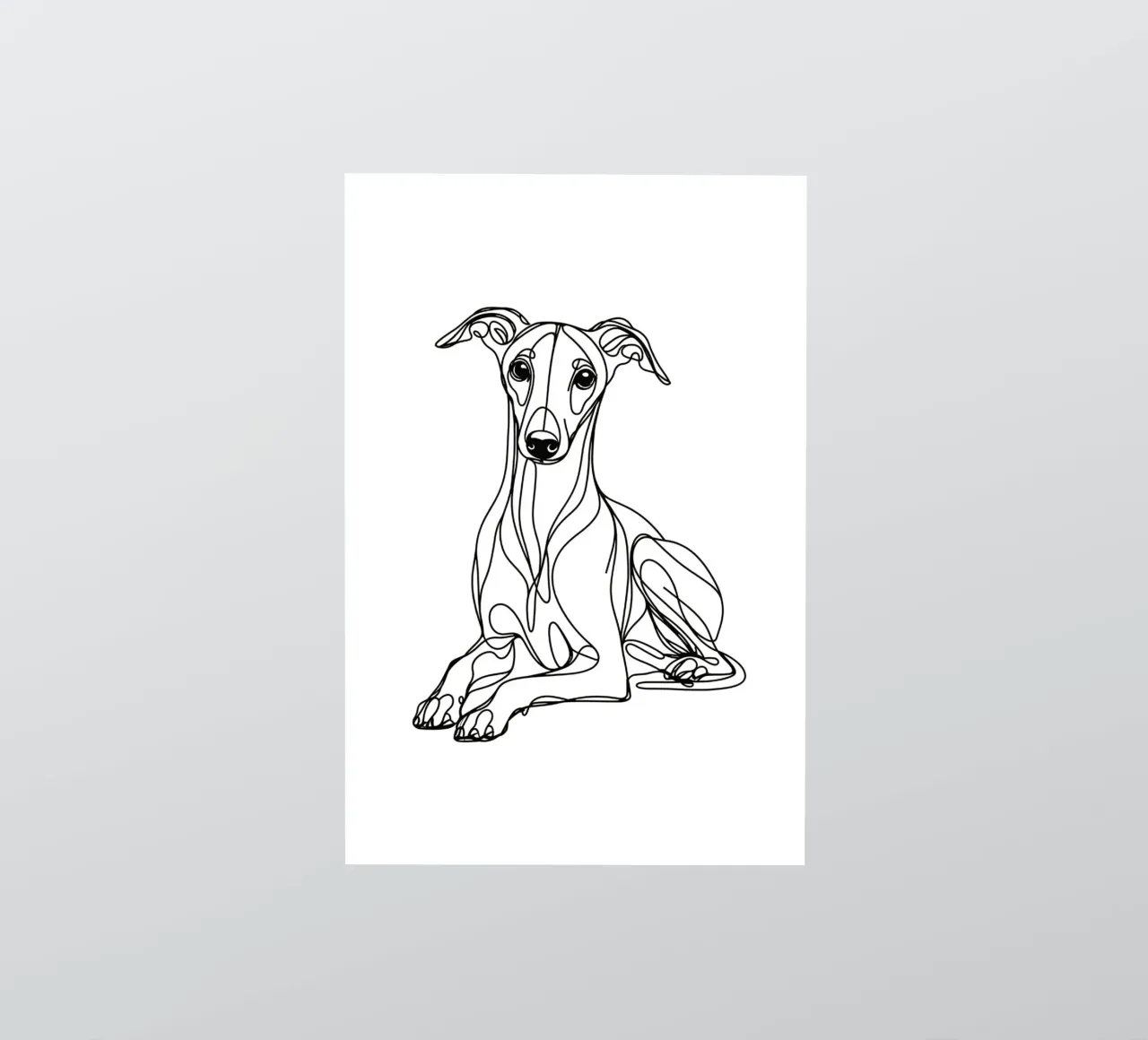 Chien Whippet Dessin au trait autocollant de WijdevenDesign
