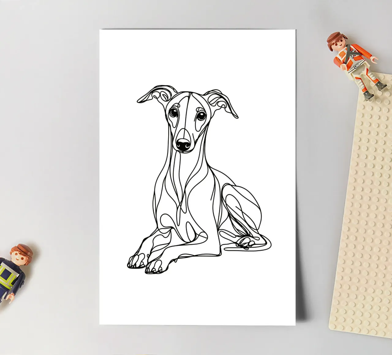 Chien Whippet Dessin au trait planche autocollant de WijdevenDesign