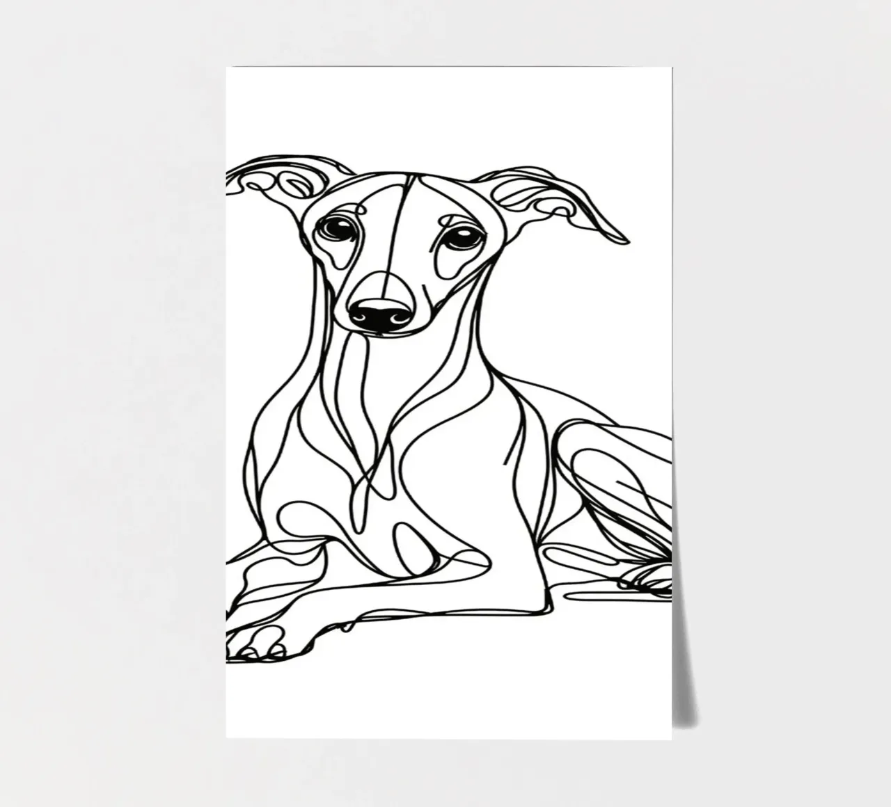 Chien Whippet Dessin au trait planche autocollant de WijdevenDesign