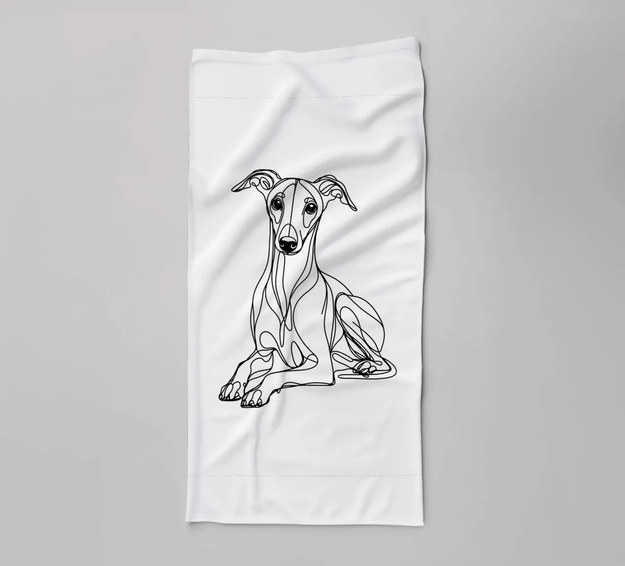 Whippet Dog Line Art Drawing towel by WijdevenDesign