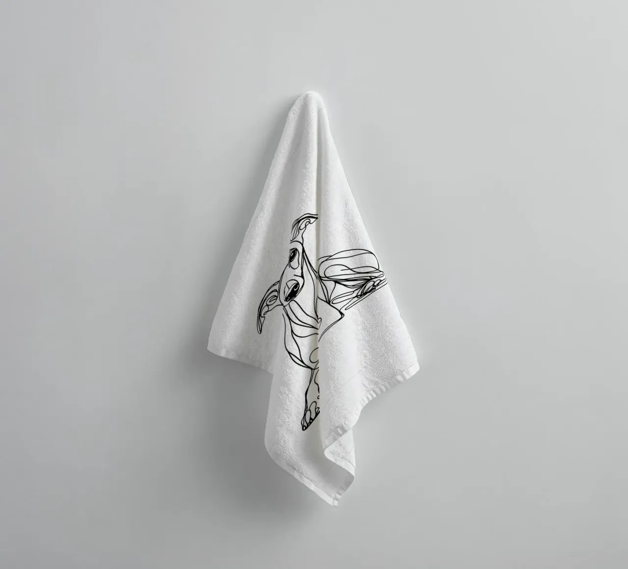 Whippet Dog Line Art Drawing towel by WijdevenDesign