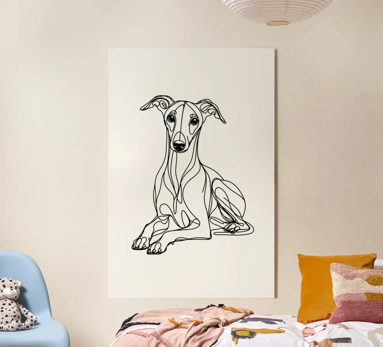 Whippet Dog Line Art Dibujo metacrilato de WijdevenDesign