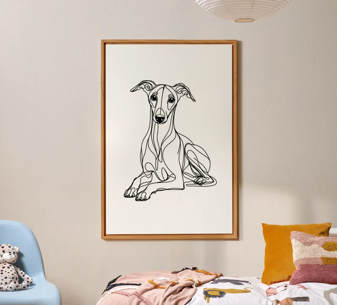 Chien Whippet Dessin au trait alu dibond de WijdevenDesign