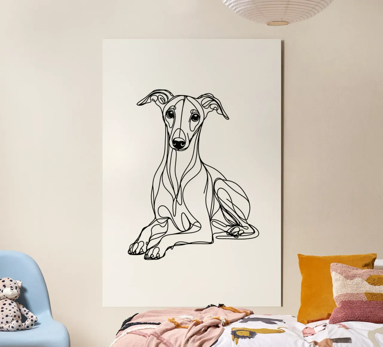 Chien Whippet Dessin au trait alu dibond de WijdevenDesign
