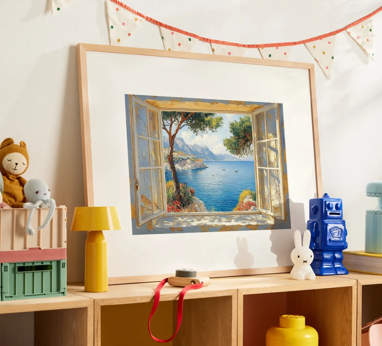 Matisse inspiriert Open Window Poster mit Kunststoffrahmen von Nikis Art Studio
