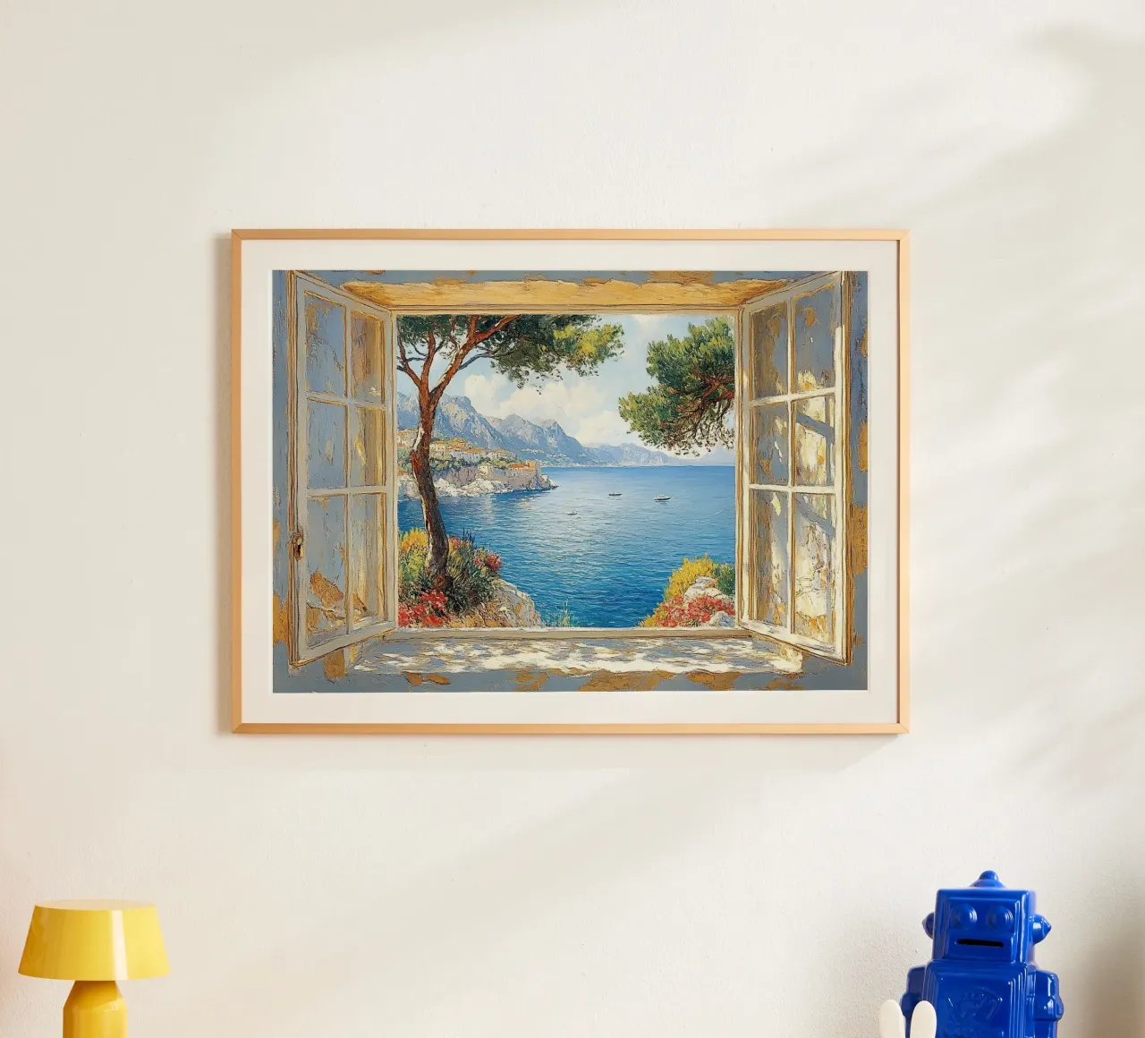Matisse inspiriert Open Window Poster mit Kunststoffrahmen von Nikis Art Studio