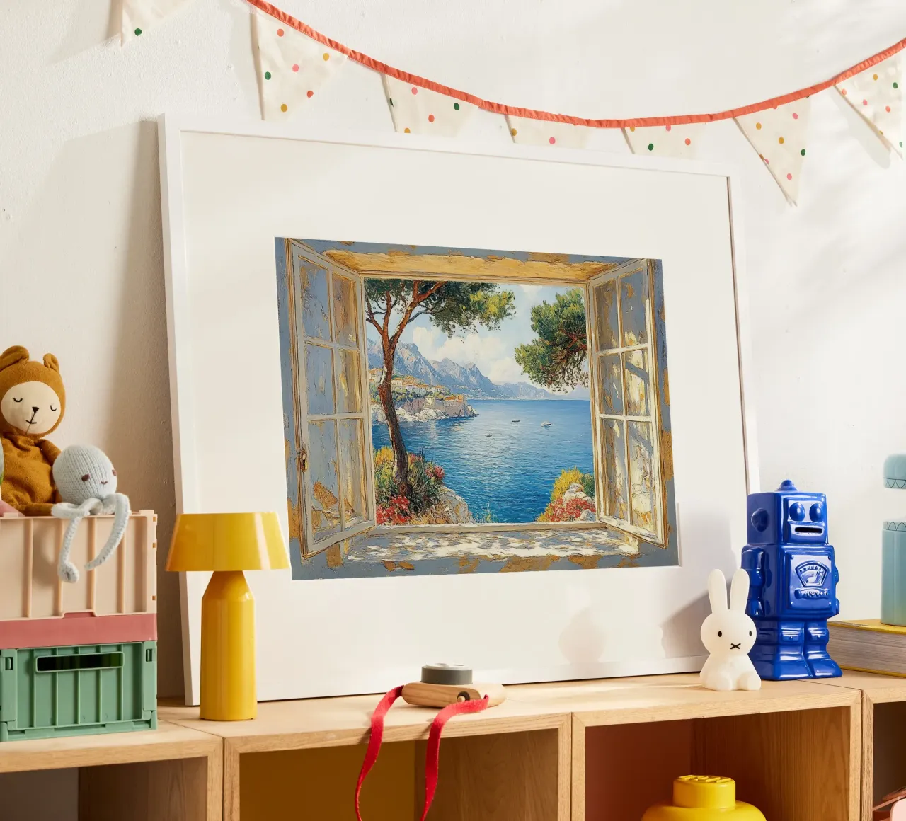 Matisse inspiriert Open Window Poster mit Kunststoffrahmen von Nikis Art Studio