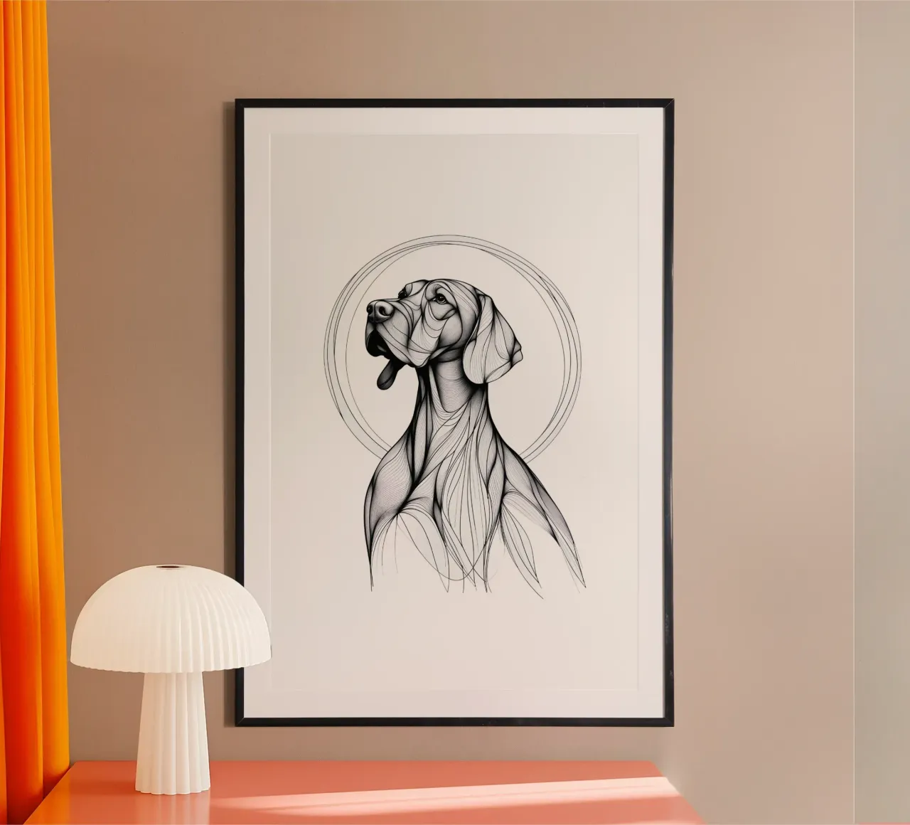 Chien Vizsla Dessin au trait poster de WijdevenDesign