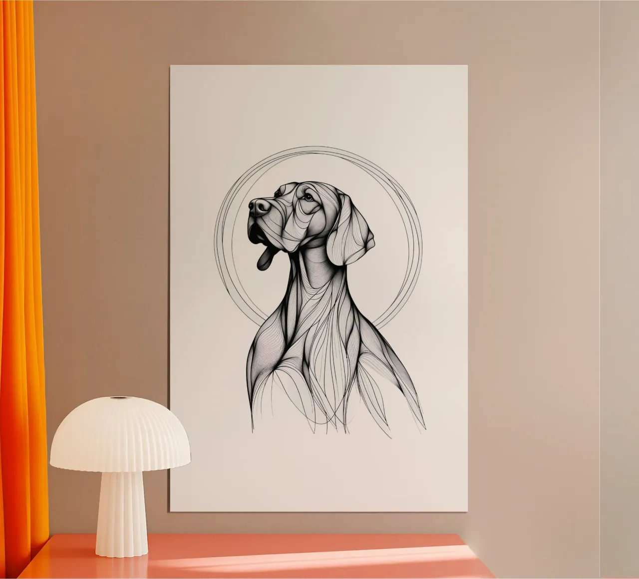Chien Vizsla Dessin au trait poster de WijdevenDesign