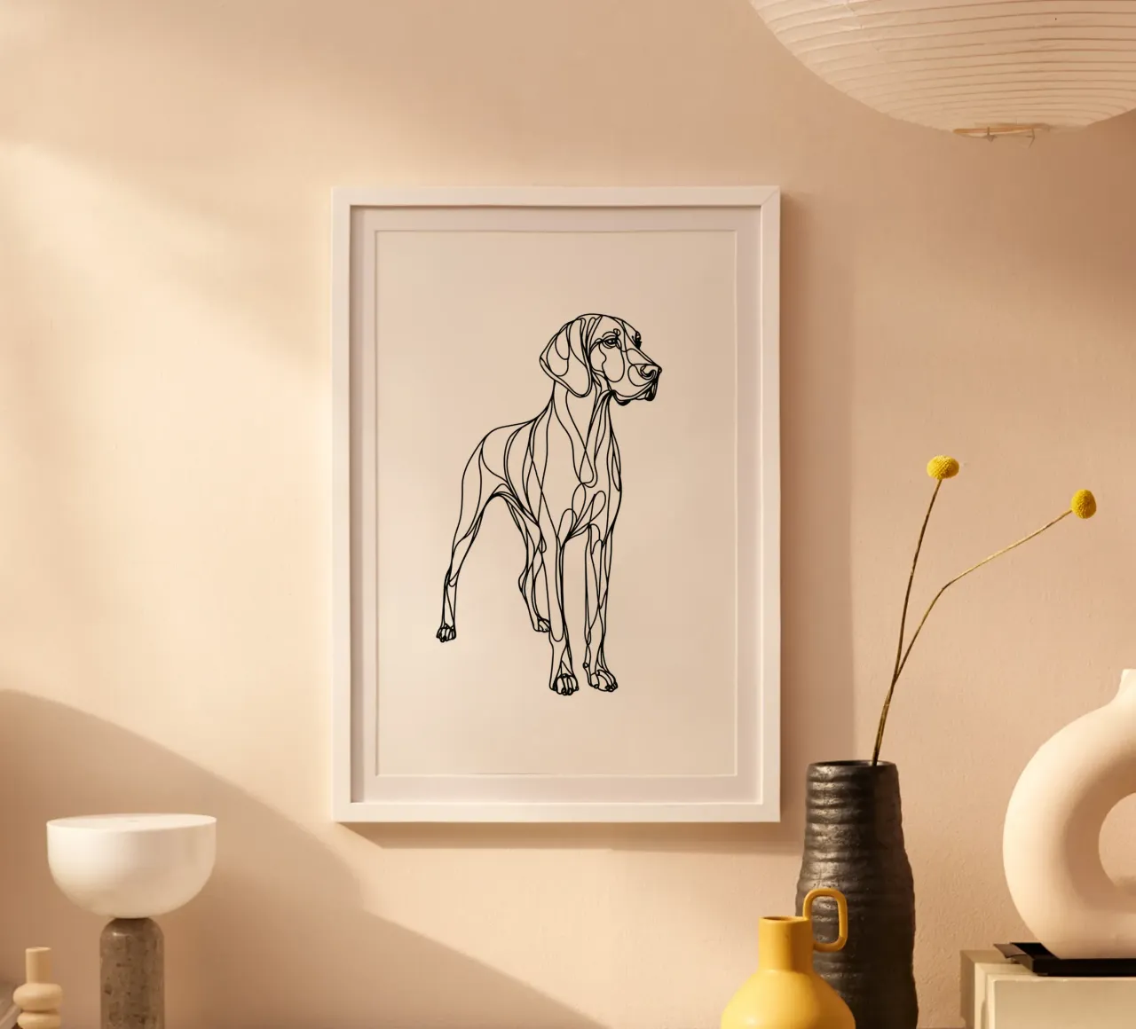 Chien Vizsla Dessin au trait poster de WijdevenDesign