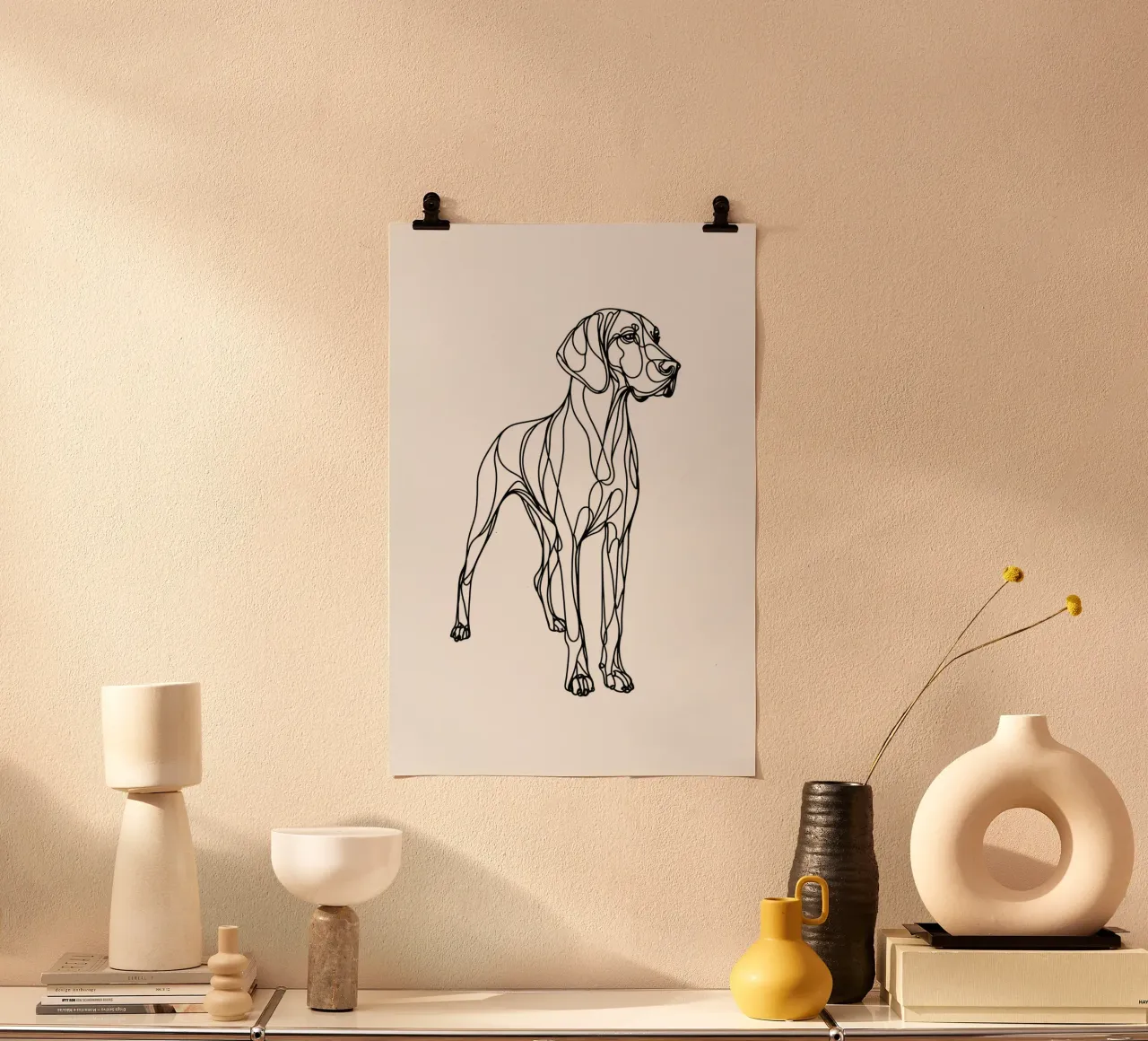 Chien Vizsla Dessin au trait poster de WijdevenDesign